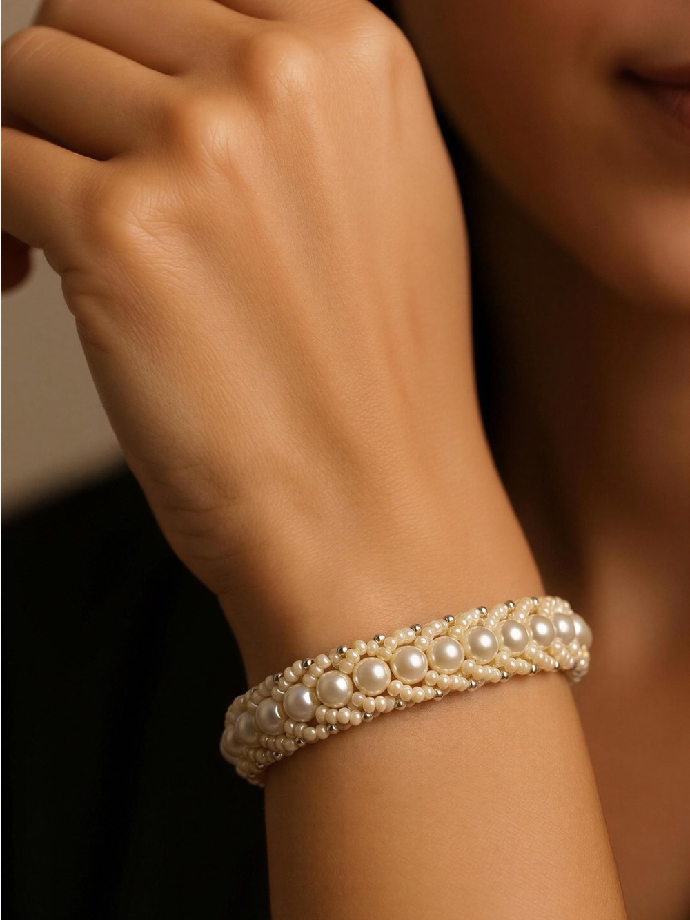 Handcrafted Pearl Bead Bracelet - Cream